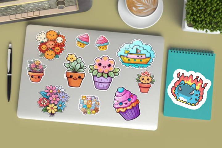 In sticker dán trang trí cuốn sổ