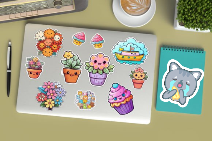 In sticker dán trang trí cuốn sổ