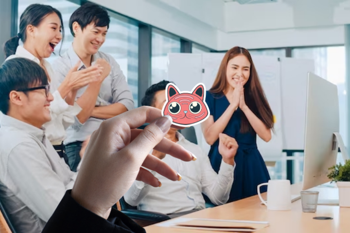 Trên tay mẫu in sticker