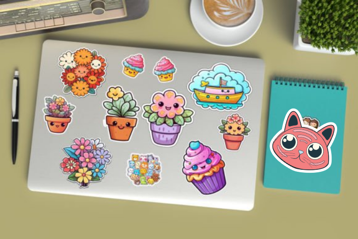 In sticker dán trang trí cuốn sổ