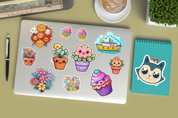 In sticker dán trang trí cuốn sổ