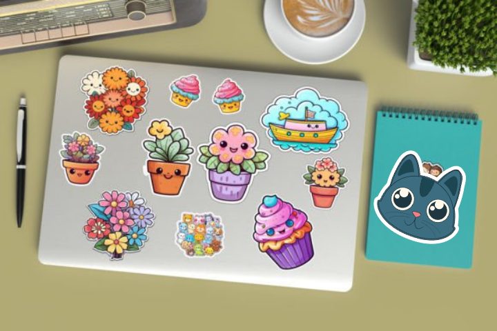 In sticker dán trang trí cuốn sổ