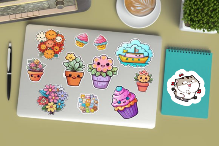 In sticker dán trang trí cuốn sổ