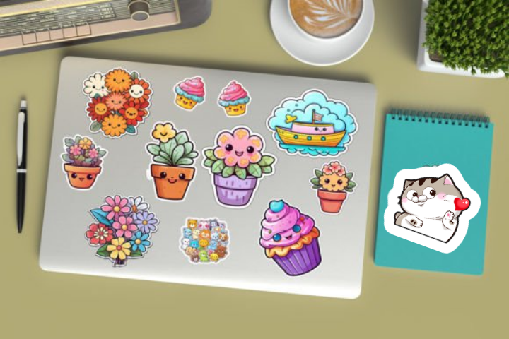 In sticker dán trang trí cuốn sổ