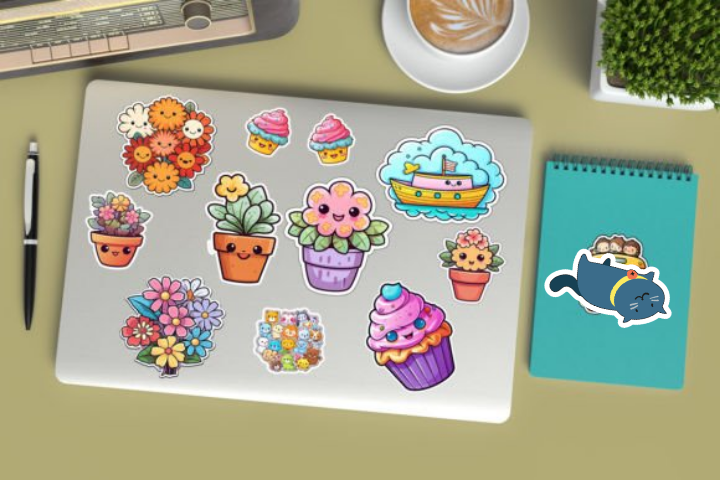 In sticker dán trang trí cuốn sổ