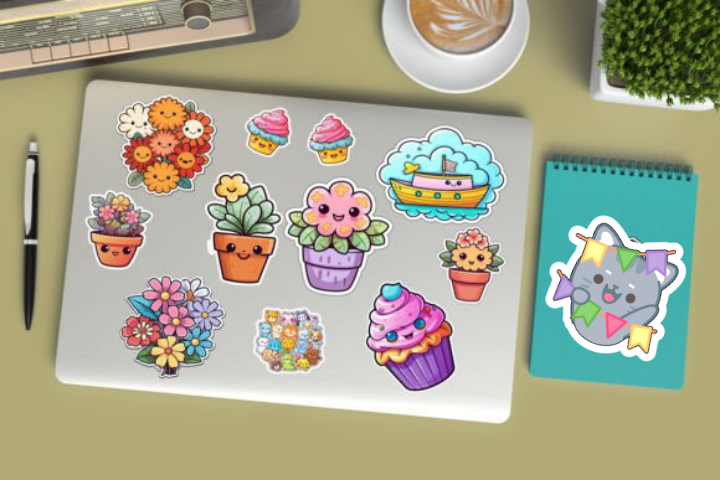 In sticker dán trang trí cuốn sổ