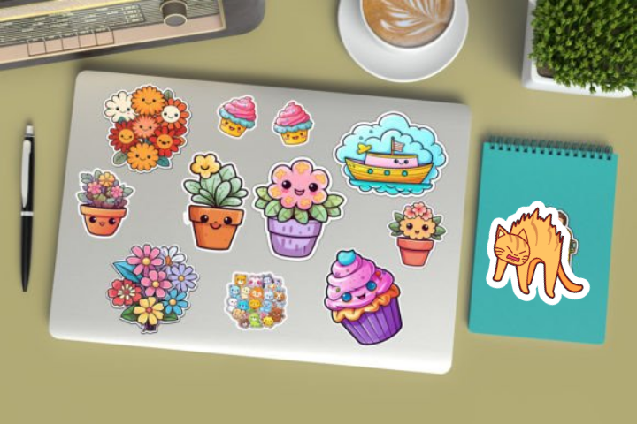 In sticker dán trang trí cuốn sổ