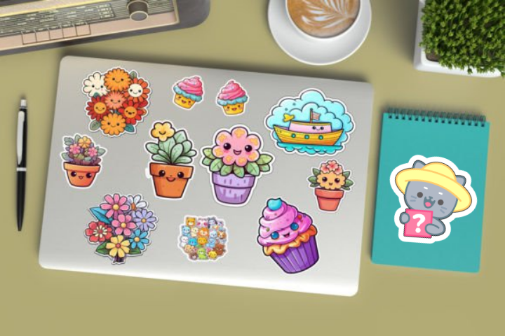 In sticker dán trang trí cuốn sổ