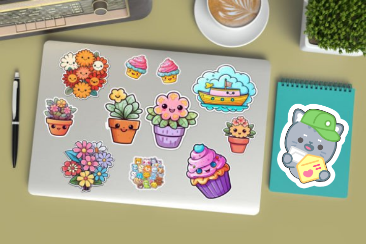 In sticker dán trang trí cuốn sổ