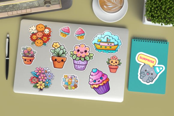 In sticker dán trang trí cuốn sổ