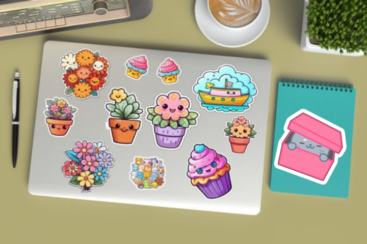 In sticker dán trang trí cuốn sổ