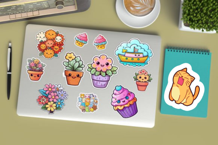 In sticker dán trang trí cuốn sổ