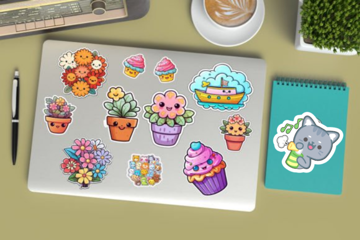 In sticker dán trang trí cuốn sổ