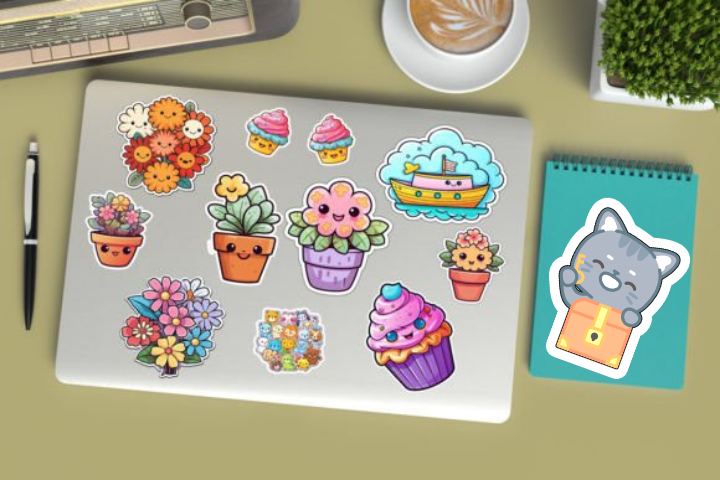 In sticker dán trang trí cuốn sổ