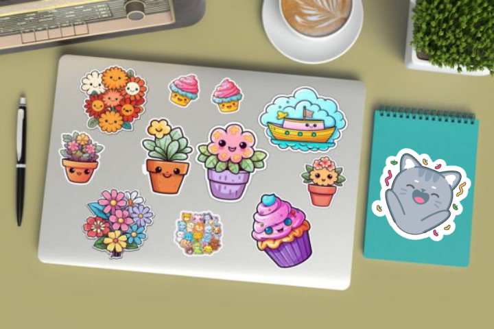 In sticker dán trang trí cuốn sổ