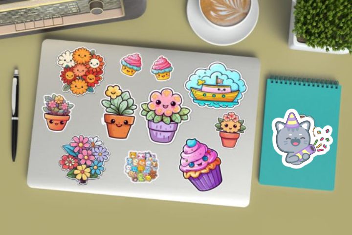 In sticker dán trang trí cuốn sổ