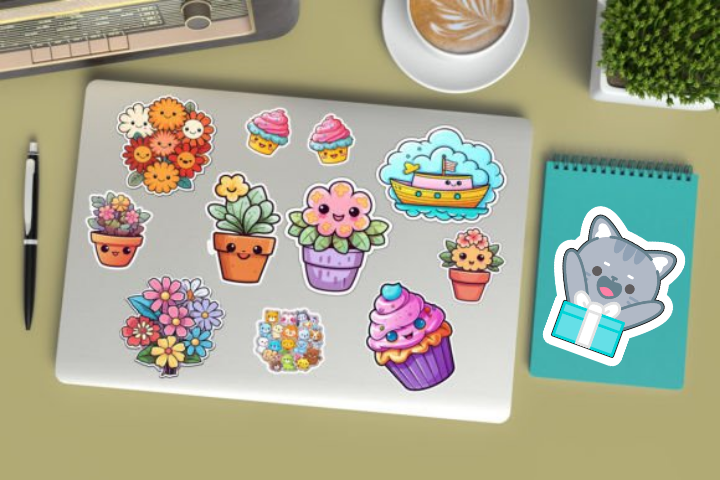 In sticker dán trang trí cuốn sổ