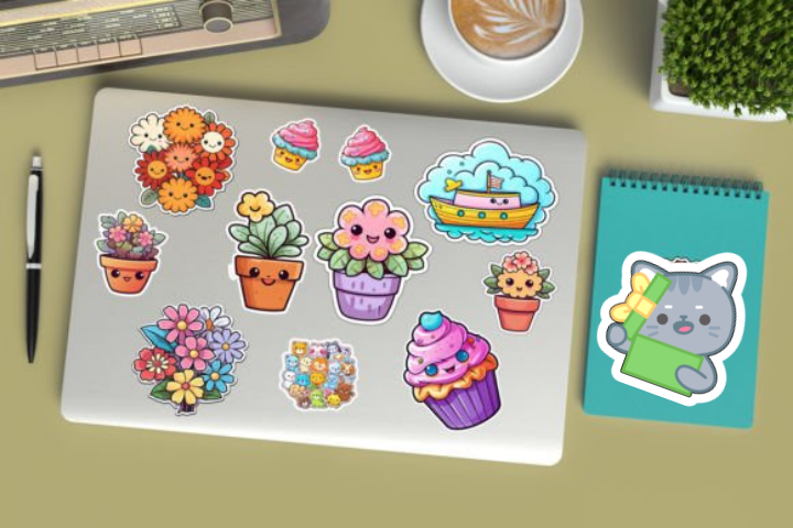 In sticker dán trang trí cuốn sổ