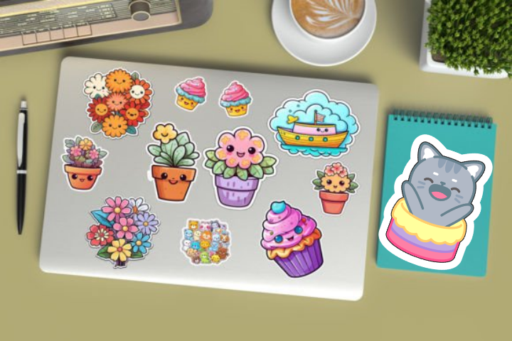 In sticker dán trang trí cuốn sổ