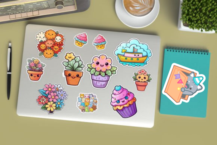 In sticker dán trang trí cuốn sổ