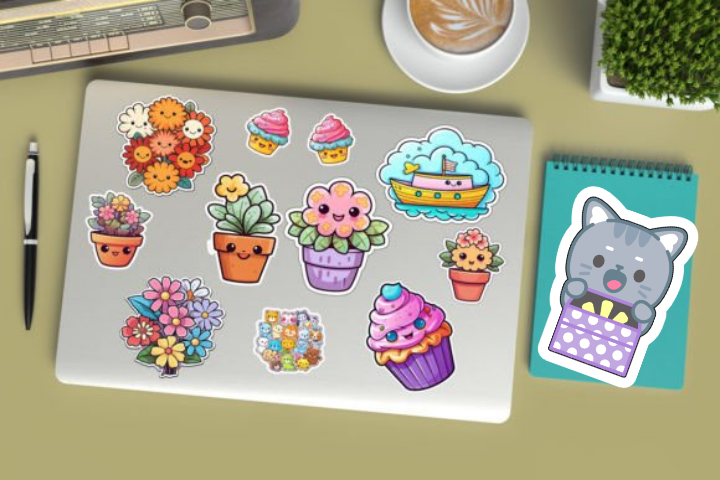 In sticker dán trang trí cuốn sổ