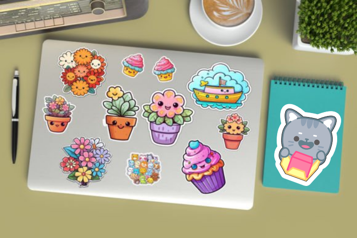 In sticker dán trang trí cuốn sổ