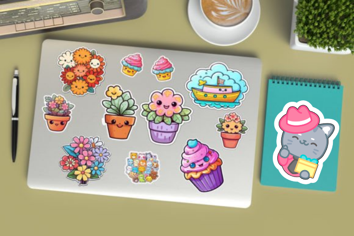 In sticker dán trang trí cuốn sổ