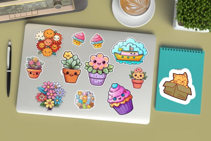 In sticker dán trang trí cuốn sổ