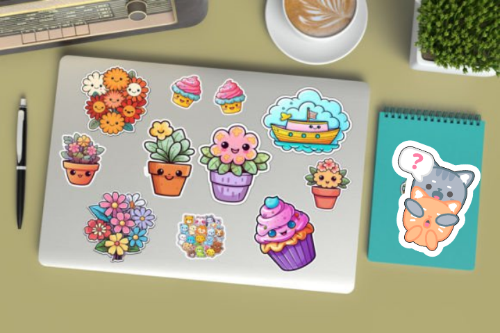 In sticker dán trang trí cuốn sổ