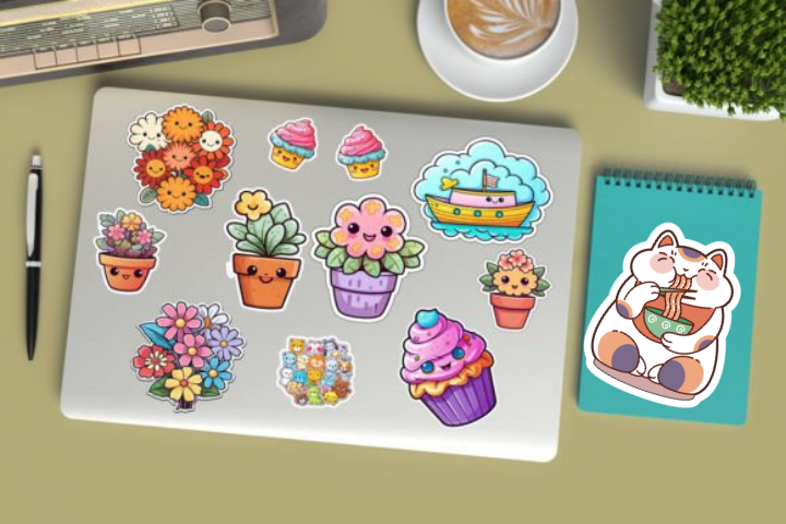 In sticker dán trang trí cuốn sổ