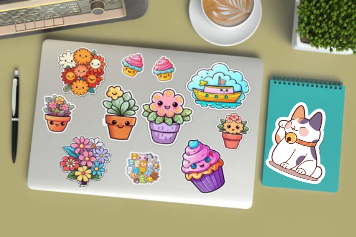 In sticker dán trang trí cuốn sổ