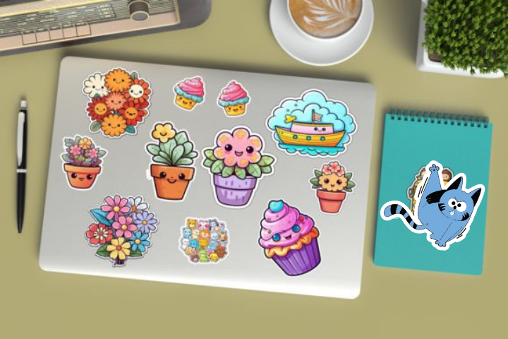 In sticker dán trang trí cuốn sổ