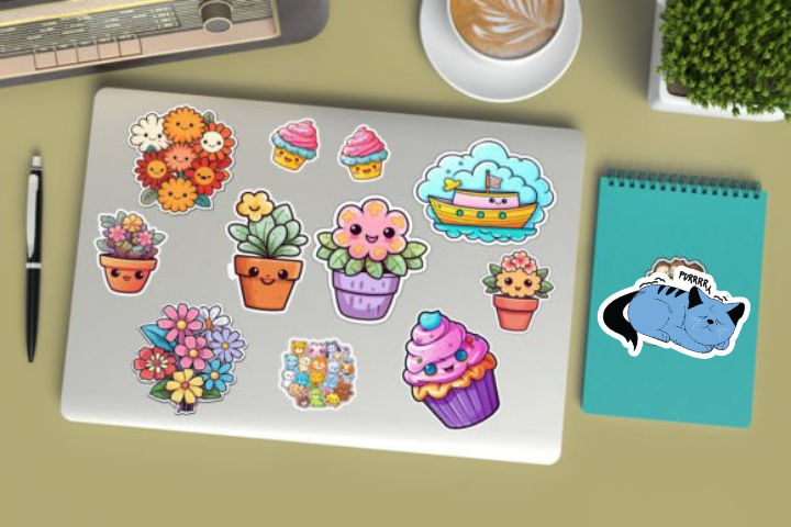 In sticker dán trang trí cuốn sổ