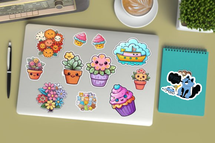 In sticker dán trang trí cuốn sổ