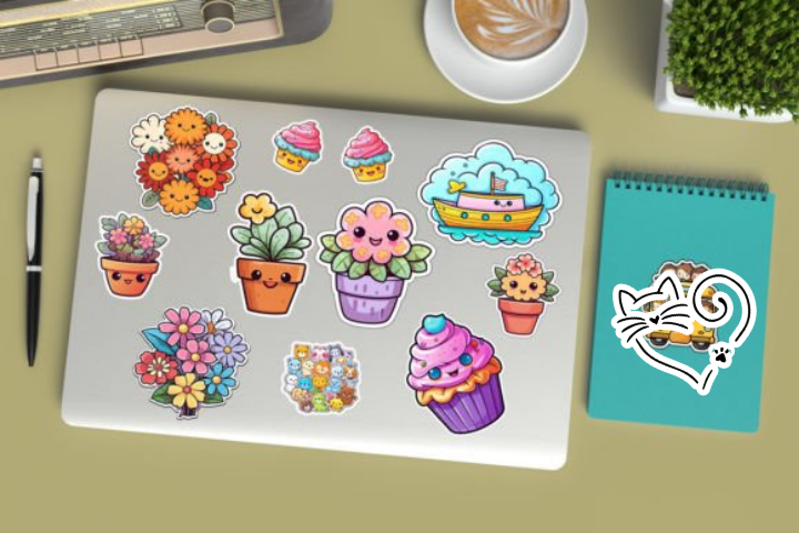 In sticker dán trang trí cuốn sổ