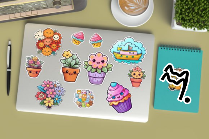 In sticker dán trang trí cuốn sổ