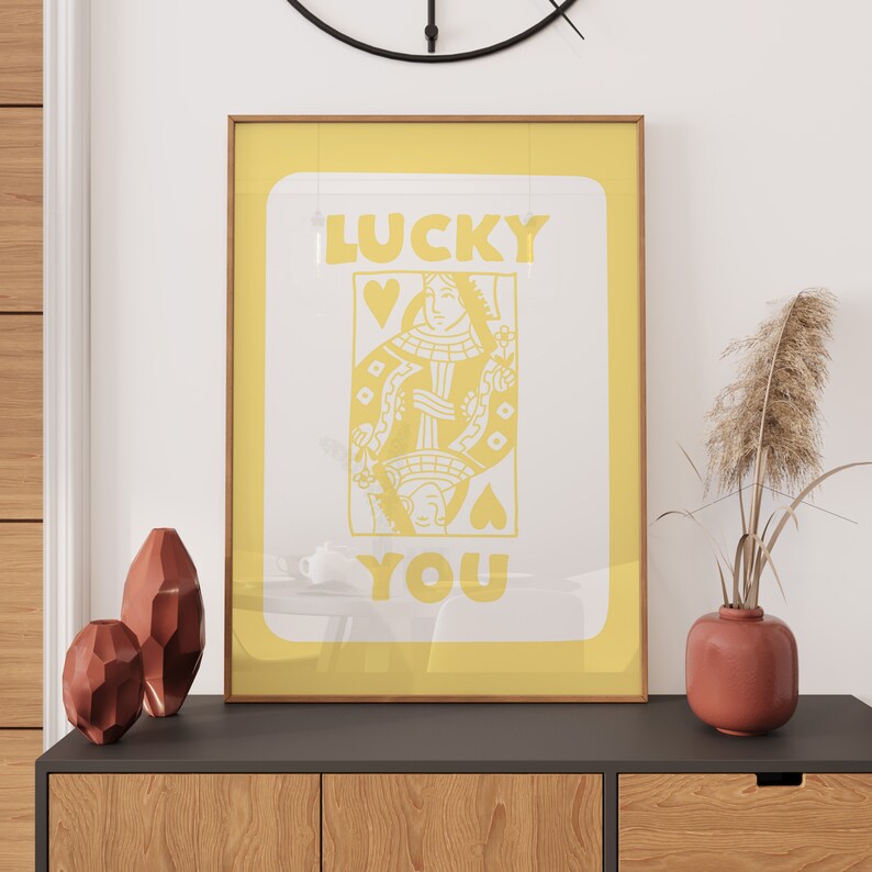 Tranh động lực Lucky You màu vàng