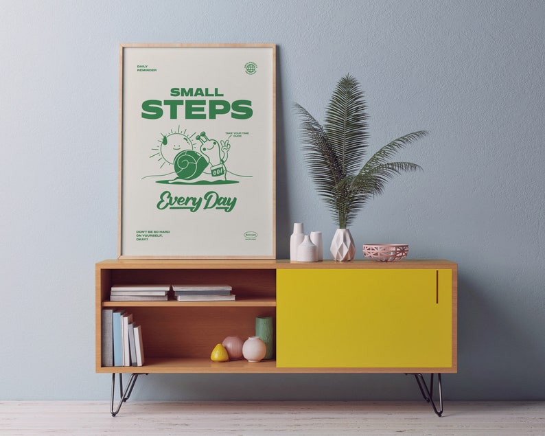 Tranh động lực Small Steps Every Day dành cho người mệnh mộc